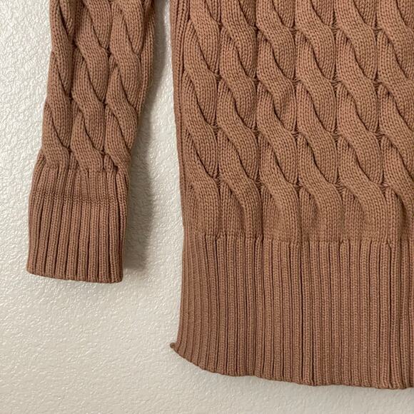 J. Crew Sweater Womens XS S Brown Cable Knit Side Slit Quiet Luxury Minimalist - Picture 5 of 12